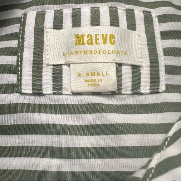Anthropologie Maeve The Bennet Buttondown Green White Striped Size XS - Picture 5 of 6